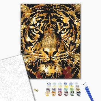 Картина по номерам із золотою фарбою - Тигр в золоті