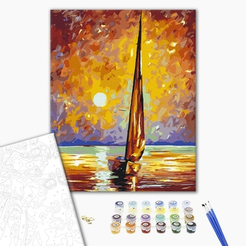 Картина по номерам із золотою фарбою - Парус на сході