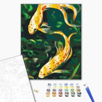 Картина по номерам із золотою фарбою - Чарівні рибки