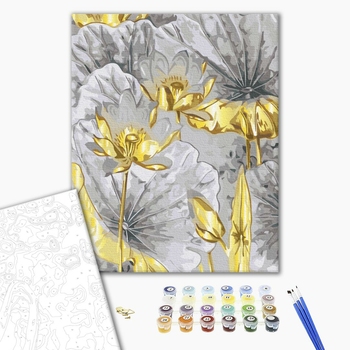 Картина по номерам із золотою фарбою - Золоте цвітіння