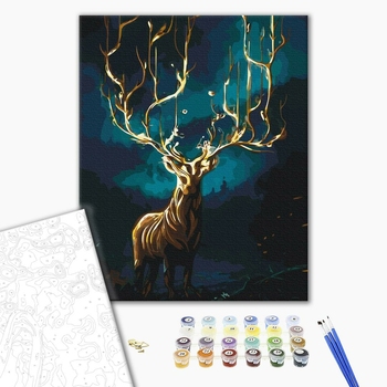 Картина по номерам із золотою фарбою - Казковий олень