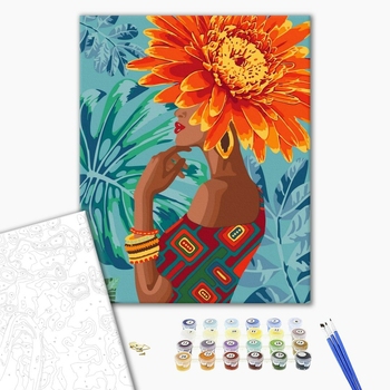 Картина по номерам Абстракції - Дівчина - тропічна квітка