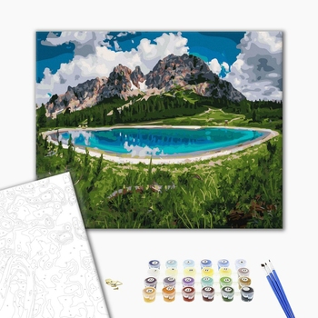 Картина по номерам Природа - Озеро в далеких горах