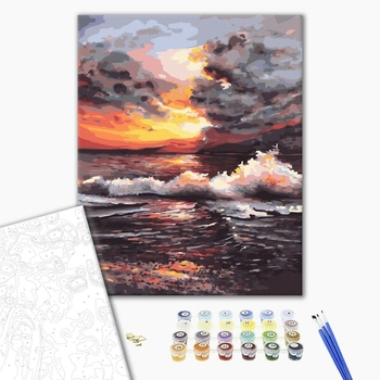 Картина по номерам Пейзажі - Захід сонця під час шторму