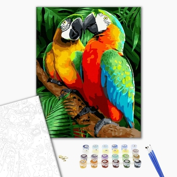 Картина по номерам Тварини, птахи та риби - Пара папуг