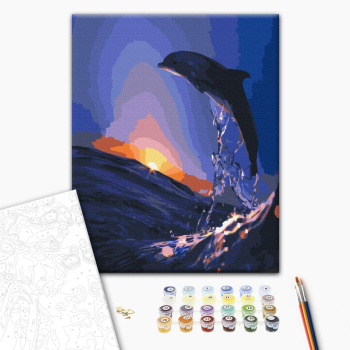 Картина по номерам Тварини, птахи та риби - Закат дельфина