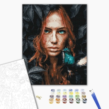 Картина по номерам Абстракції - Дівчина з колібрі