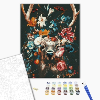 Картина по номерам Абстракції - Олень в квітах