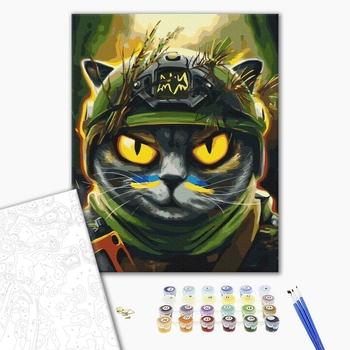 Картина по номерам Тварини, птахи та риби - Котик розвідник ©Маріанна Пащук