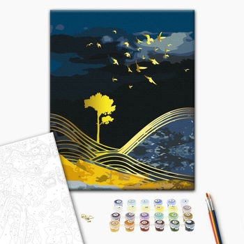 Природа ночи с золотой краской