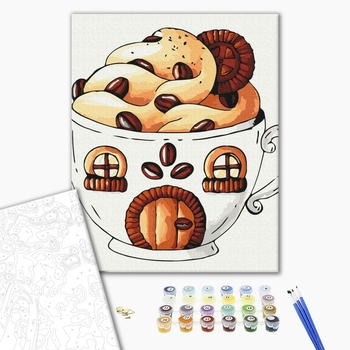 Картина по номерам Картины 40x40 - Кавовий будиночок