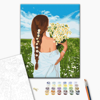 Картина по номерам Люди на картинах - Дівчина з ромашками