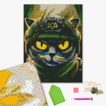 Алмазна мозаїка 40х50 - Котик розвідник ©Маріанна Пащук