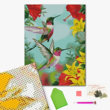 Алмазна мозаїка 40х50 - Тропічні колібрі
