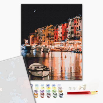 Картина по номерам Преміум картини - Вогні нічної Італії