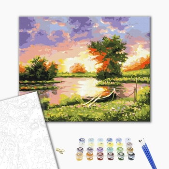 Картина по номерам Природа - Захід на озері