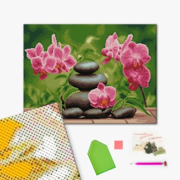 Алмазна мозаїка 40х50 - Лілові орхідеї