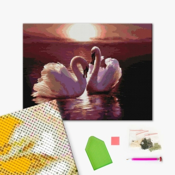 Алмазна мозаїка 40х50 - Пара лебедів