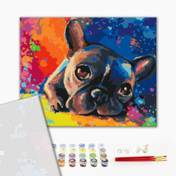 Картина по номерам Преміум картини - Кольоровий бульдог