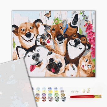 Картина по номерам Преміум картини - Селфі домашніх звірят