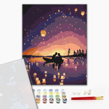 Картина по номерам Преміум картини - Побачення в світлі небесних ліхтариків