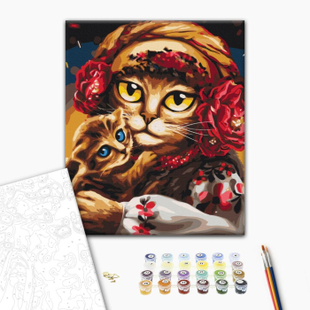 Картина по номерам Тварини, птахи та риби - Сім'я котиків ©Маріанна Пащук