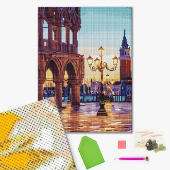 Алмазна мозаїка 40х50 - Вечірня площа Венеції