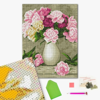 Алмазна мозаїка 40х50 - Ніжні півонії