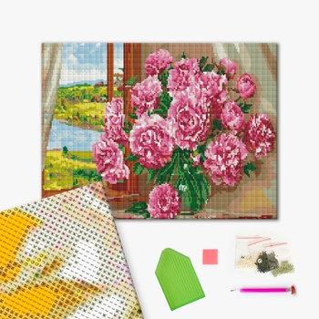 Алмазна мозаїка 40х50 - Яскраві піони