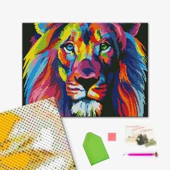 Алмазна мозаїка 40х50 - Веселковий лев