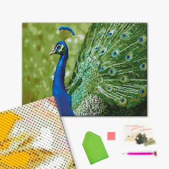 Алмазна мозаїка 40х50 - Смарагдова пава