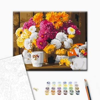 Картина по номерам Квіти - Осіннє чаювання