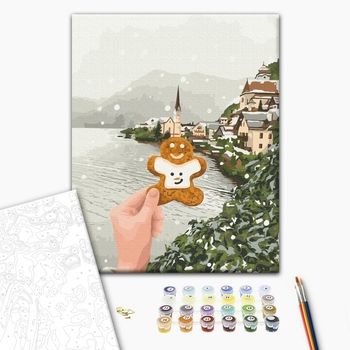 Картина по номерам Затишок, зима, Новий рік, Різдво - Сніжний Хальштат