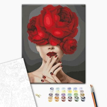 Картина по номерам Люди на картинах - Червоний півонія