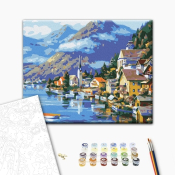 Картина по номерам Пейзажі - Селище у підніжжя гори