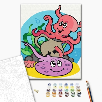 Картина по номерам Преміум картини - Восьминіжка та скат