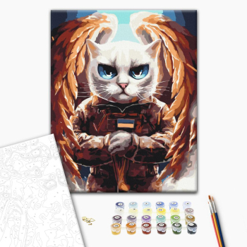Картина по номерам Тварини, птахи та риби - Котик Ангел© Маріанна Пащук