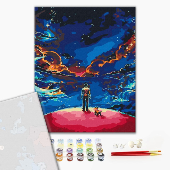 Картина по номерам Преміум картини - Маленький принц в космосі