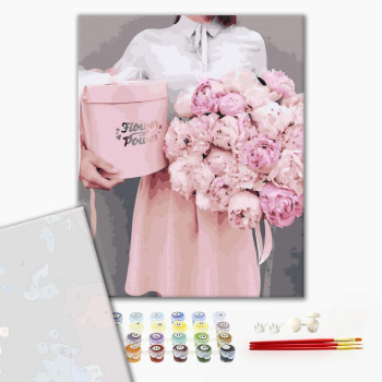 Картина по номерам Преміум картини - Піони в подарунок