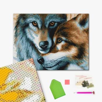 Алмазна мозаїка 40х50 - Вовча пара