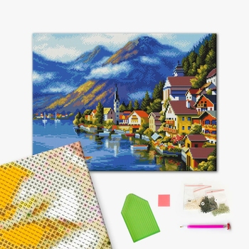 Алмазна мозаїка 40х50 - Селище у підніжжя гори