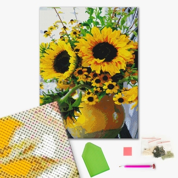 Алмазна мозаїка 40х50 - Букет соняшників
