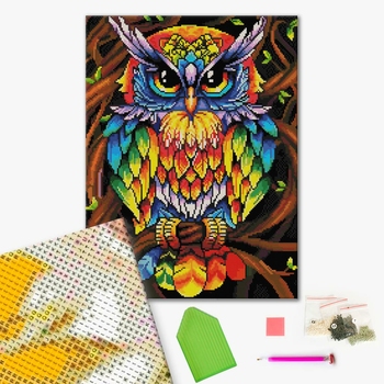 Алмазна мозаїка 40х50 - Веселкова мудра сова