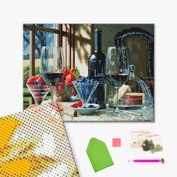 Алмазна мозаїка 40х50 - Винний десерт