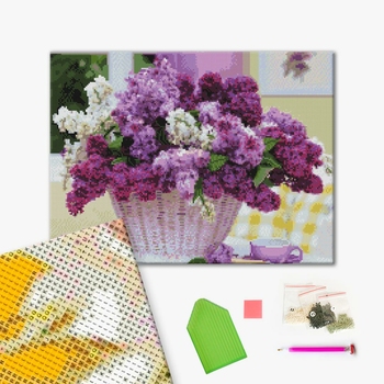 Алмазна мозаїка 40х50 - Корзинка бузка