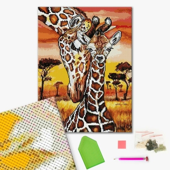 Алмазна мозаїка 40х50 - Жирафи в саванні