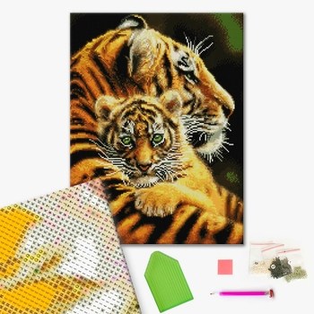 Алмазна мозаїка 40х50 - Смугасті тигри