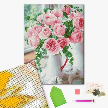 Алмазна мозаїка 40х50 - Букет ніжних троянд