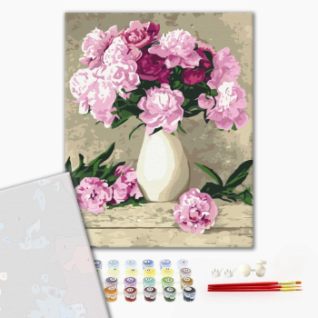 Картина по номерам Преміум картини - Ніжні півонії