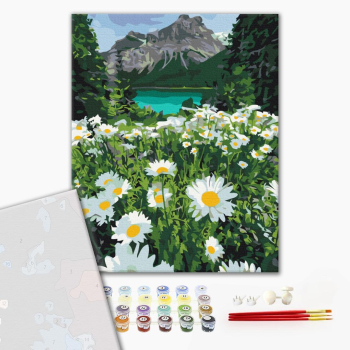 Картина по номерам Преміум картини - Ромашки біля гір